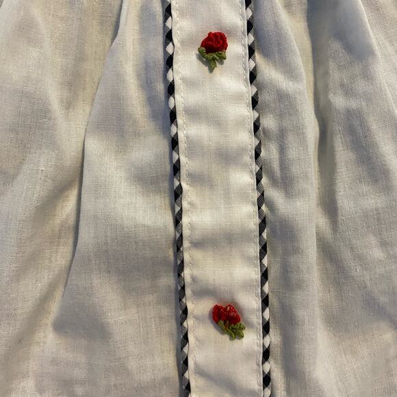 Vintage Winnie The Pooh Dress 2T Black White Gingham Pinafore USA Made Lace - Picture 4 of 16